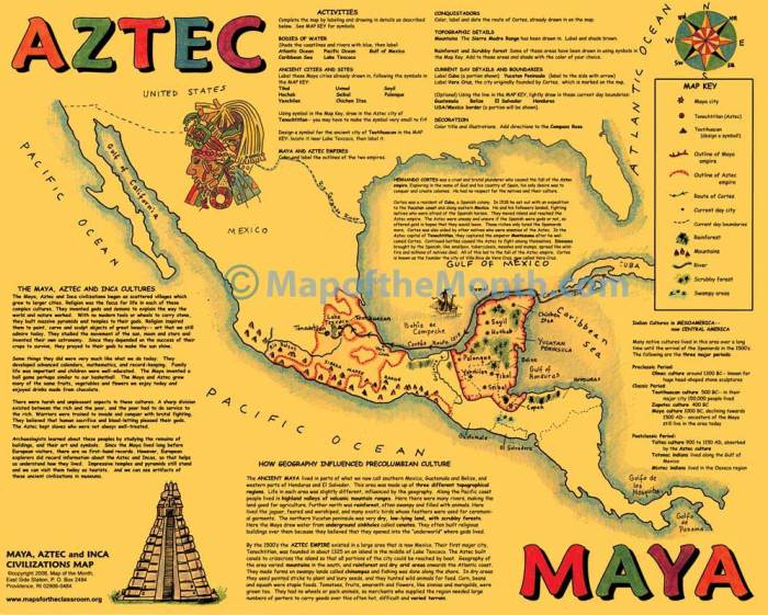 Mayan inca and aztec map