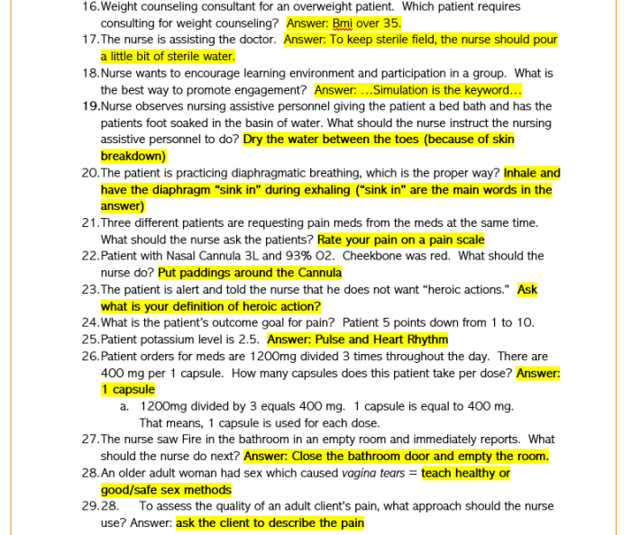 Hesi practice test for fundamentals