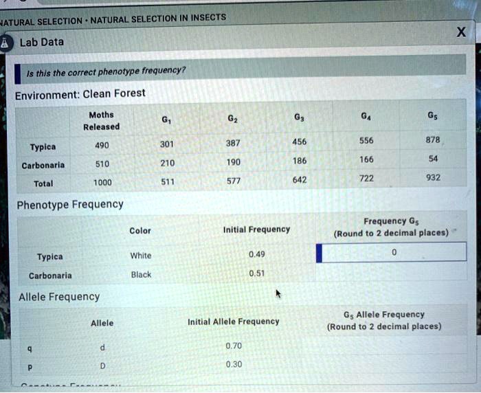 Natural selection in insects lab answers polluted forest